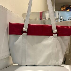 Elegant White and Red Women's Tote Bag